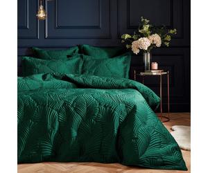 Paoletti Palmeria Duvet Cover and Pillowcase Set, Emerald, Double