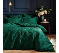 Paoletti Palmeria Emerald Velvet Duvet Cover and Pillowcase Set Green
