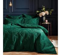 Paoletti Palmeria Emerald Quilted Velvet Duvet Cover Set