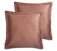 Paoletti Palmeria Feather Filled Cushions (Twin Pack), Polyester, Cotton, Blush