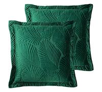 Paoletti Palmeria Polyester Filled Cushions (Twin Pack), Polyester, Cotton, Emerald