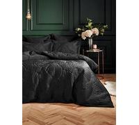 Paoletti Palmeria Quilted Duvet Cover Set Black