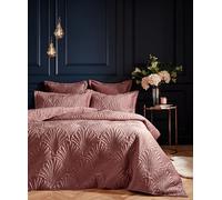 Paoletti Palmeria Quilted Velvet Duvet Set King Pink