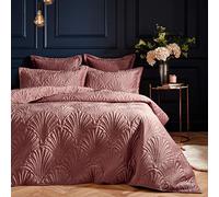 Paoletti Palmeria Quilted Single Duvet Cover Set Polyester Blush, Pink