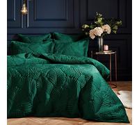 Paoletti Palmeria Quilted Single Duvet Cover Set Polyester Emerald
