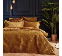 Paoletti Palmeria Quilted King Duvet Cover Set Polyester Gold