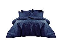 Paoletti Palmeria Quilted King Duvet Cover Set Polyester Navy, Blue