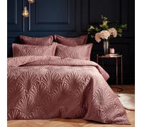 Paoletti Palmeria Quilted Velvet Duvet Set Double Pink