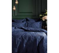 Paoletti Palmeria Quilted Velvet Duvet Cover Set In Navy Navy Super King