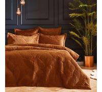 Paoletti Palmeria Rust Quilted Velvet Duvet Cover Set