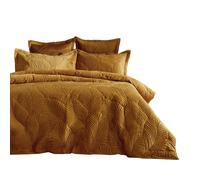 Paoletti Palmeria Velvet Quilted Duvet Cover Set - Gold - King - Gold - 50% Polyester/50% Cotton