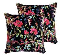 Paoletti Paradise Feather Filled Cushions (Twin Pack), Black, 50 x 50cm