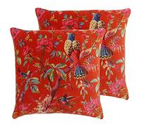 Paoletti Paradise Feather Filled Cushions (Twin Pack), Cotton, Orange