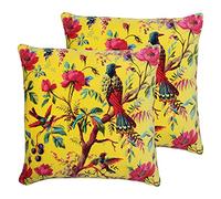 Paoletti Paradise Polyester Filled Cushions (Twin Pack), Yellow, 50 x 50cm