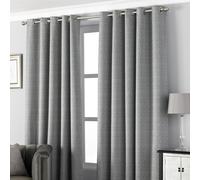 Riva Paoletti Pendleton Ringtop Eyelet Curtains (Pair) - Graphite Dark Grey - Modern Micro Dot Design - Ready Made - Room Darkening - 100% Polyester - 168cm width x 137cm drop (66" x 54" inches)