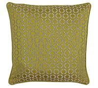 Riva Paoletti Piccadilly Feather Filled Cushion - Gold and Silver Geometric Circle Front - Purple Geometric Reverse - Jacquard Weave - Piped Edges - 100% Polyester - 50 x 50cm (20" x 20" inches)