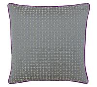 Riva Paoletti Pimlico Polyester Filled Cushion - Silver Grey - Geometric Diamond Design - Jacquard Weave - Contrasting Magenta Piped Edges - 65% Polyester 35% Viscose - 45 x 45cm (18" x 18" inches)
