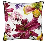 Paoletti Piped Kala Polyester Filled Cushion, Polyester, Cotton, Orchids