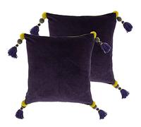 Paoletti Poonam Polyester Filled Cushions (Twin Pack), Damson/Lemon Curry, 45 x 45cm