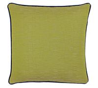 Riva Paoletti Putney Polyester Filled Cushion - Citrine Yellow - Reversible Geometric Striped Design - Jacquard Weave - Contrasting Navy Piped Edges - 100% Polyester - 45 x 45cm (18" x 18" inches)