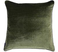 Riva Paoletti Luxe Velvet Feather Filled Cushion - Olive Green - Soft Velvet Feel Fabric - Reversible - Hidden Zip Closure - Machine Washable - 100% Polyester Case - 55 x 55cm (22" x 22" inches)