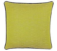 Paoletti Riva Putney Cushion Cover - Citrine Yellow - Reversible Geometric Striped Design - Jacquard Weave - Contrasting Navy Blue Piped Edges - 100% Polyester - 45 x 45cm (18" x 18" inches)