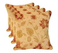 Paoletti Riva Zurich Cushion Cover - Champagne Cream - Decorative Floral Jacquard Design - Piped Edges - Reversible - 100% Polyester - 45 x 45cm (18" x 18" inches) - Designed in the UK (Pack of 4)