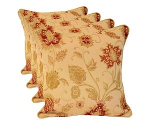 Paoletti Riva Zurich Cushion Cover - Champagne Cream - Decorative Floral Jacquard Design - Piped Edges - Reversible - 100% Polyester - 45 x 45cm (18" x 18" inches) - Designed in the UK (Pack of 4)
