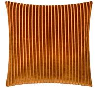 Paoletti Savoy Stripe Cushion Cover - Reversible Soft Textured Velvet Decorative Cushion for Sofas Beds and Armchairs (Brick - 50x50cm)