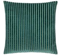 Paoletti Savoy Stripe Cushion Cover - Reversible Soft Textured Velvet Decorative Cushion for Sofas Beds and Armchairs (Teal - 50x50cm)