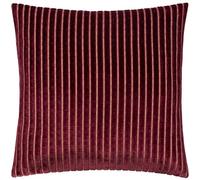 Paoletti Savoy Stripe Cushion Cover - Reversible Soft Textured Velvet Decorative Cushion for Sofas Beds and Armchairs (Burgundy - 50x50cm)