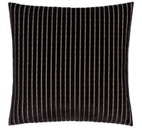 Paoletti Savoy Stripe Cushion Cover - Reversible Soft Textured Velvet Decorative Cushion for Sofas Beds and Armchairs (Black - 50x50cm)