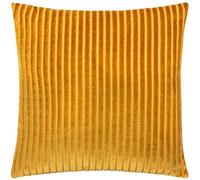 Paoletti Savoy Stripe Cushion Cover - Reversible Soft Textured Velvet Decorative Cushion for Sofas Beds and Armchairs (Gold - 50x50cm)