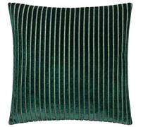 Paoletti Savoy Stripe Polyester Filled Cushion - Reversible Soft Textured Velvet Decorative Cushion for Sofas Beds and Armchairs (Emerald - 50x50cm)