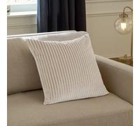 Paoletti Savoy Stripe Cushion Cover - Reversible Soft Textured Velvet Decorative Cushion for Sofas Beds and Armchairs (Oyster - 50x50cm)