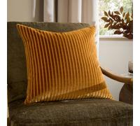 Paoletti Savoy Stripe Cushion Cover - Reversible Soft Textured Velvet Decorative Cushion for Sofas Beds and Armchairs (Gold - 50x50cm)