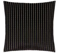 Paoletti Savoy Velvet Stripe Cushion Cover - Black - 50cm x 50cm - Black - 100% Polyester