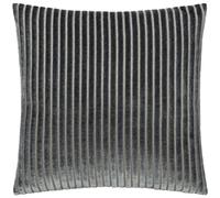 Paoletti Savoy Velvet Stripe Cushion Cover - Charcoal - 50cm x 50cm - Charcoal - 100% Polyester