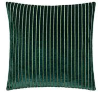 Paoletti Savoy Velvet Stripe Cushion Cover - Emerald - 50cm x 50cm - Emerald - 100% Polyester