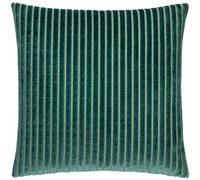 Paoletti Savoy Velvet Stripe Cushion Cover - Teal - 50cm x 50cm - Teal - 100% Polyester
