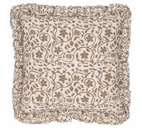 Paoletti Seventy Three Linen Filigree Printed Ruffle Feather Filled Cushion