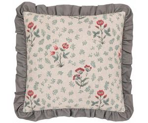 Paoletti Seventy Three Linen Renata Floral Printed Ruffle Feather Filled Cushion