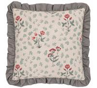 Paoletti Seventy Three Linen Renata Floral Printed Ruffle Polyester Filled Cushion