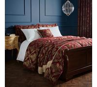 Paoletti Shiraz Bedspread - Embroidered Floral Damask Jacquard Luxurious Durable Bedding (Burgundy and Gold - 275 x 275cm)