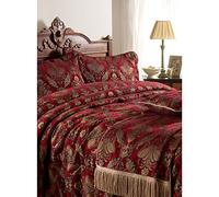 Paoletti Shiraz Embroidered Floral Bedspread Polyester Burgundy