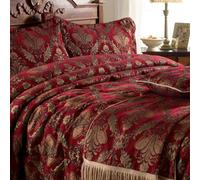 Paoletti Shiraz Traditional Floral Damask Jacquard Fringed Throw