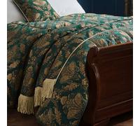 Paoletti Shiraz Floral Jacquard Fringed Throw, Emerald