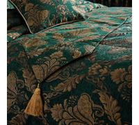 Paoletti Shiraz Runner | Elegant Damask Gold Embroidered Chenille Style Tasseled Accent