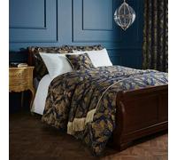 Paoletti Shiraz Traditional Jacquard Bedspread - Navy/Gold - Navy/Gold - 275cm x 275cm