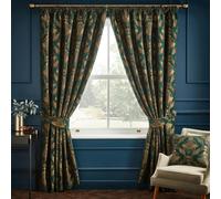 Paoletti Shiraz Traditional Jacquard Pencil Pleat Curtains - Emerald - 229cm x 229cm - Emerald - 100% Mixed